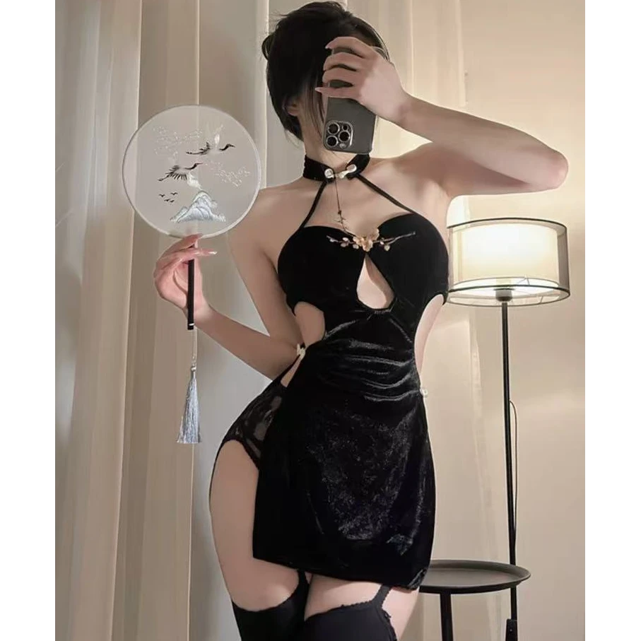 性感高开叉连衣裙显瘦气质纯欲诱惑