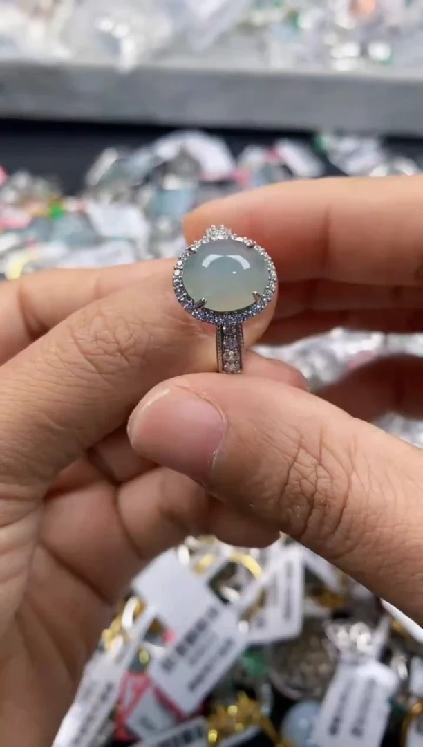 银S925镶嵌戒指翡翠111      2