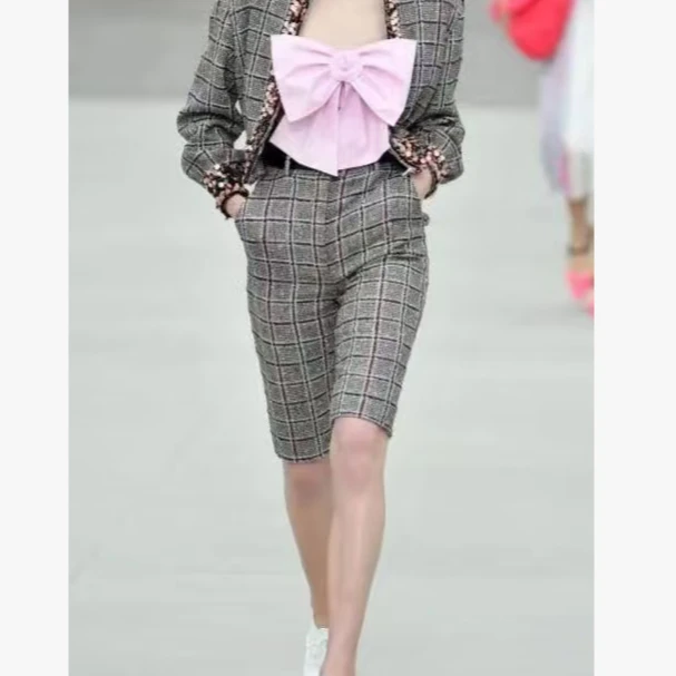 99新 Chanel/香奈儿 20C千鸟格中裤38码