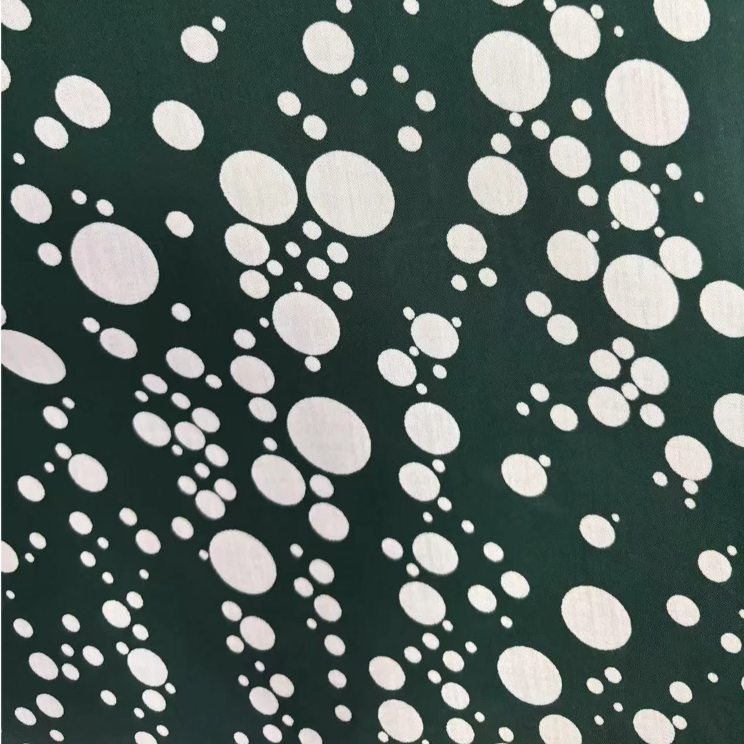 65支染底雕印贡缎棉绸布料瀑布波点-墨绿（不支持7天无理由退换）