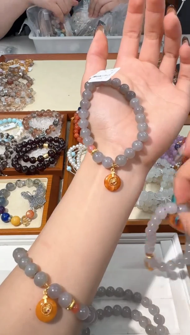 【闪购商品】水晶手链未镶嵌A035烟紫平安扣提溜款