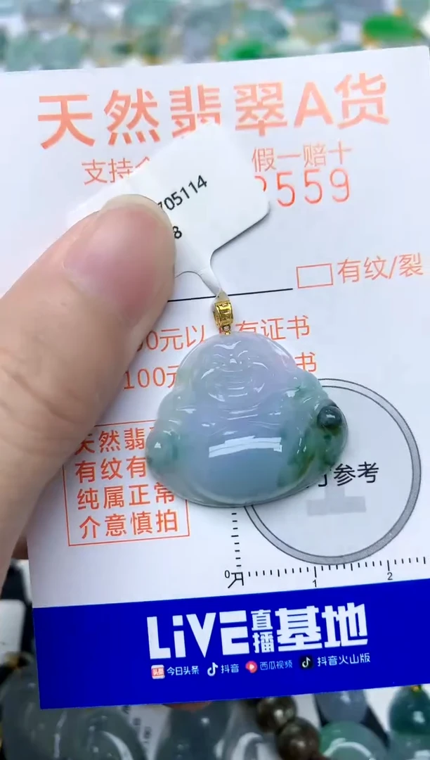 颈饰18K金镶嵌翡翠天然A货翡翠