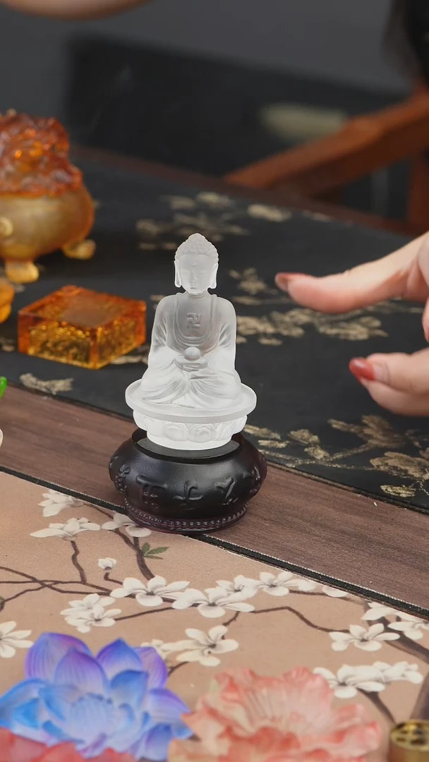 手工艺品琉璃白色药师佛茶宠摆件