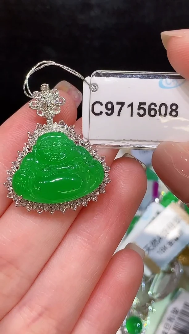 吊坠(不含链)18K金镶嵌翡翠多样性发其一