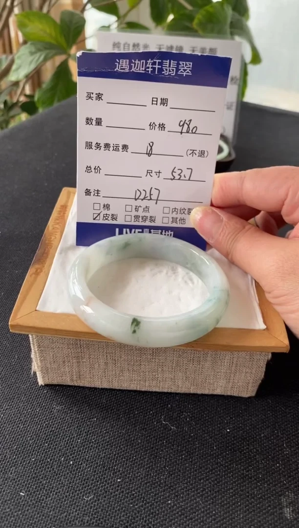 翡翠手镯未镶嵌圈口53.5编码d257
