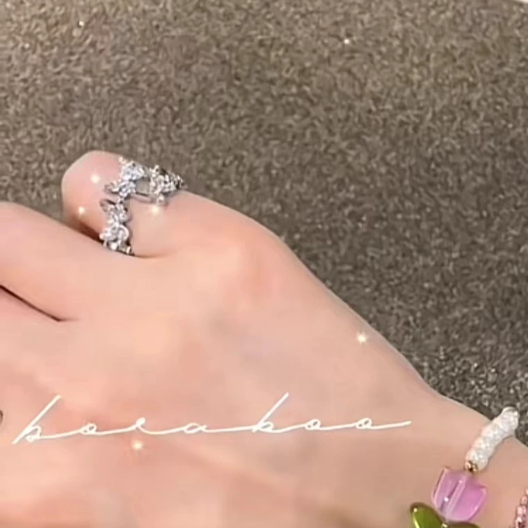 非金属莫桑石戒指 【BORAKOO】【吉莉】蝴蝶钻钻活口戒指