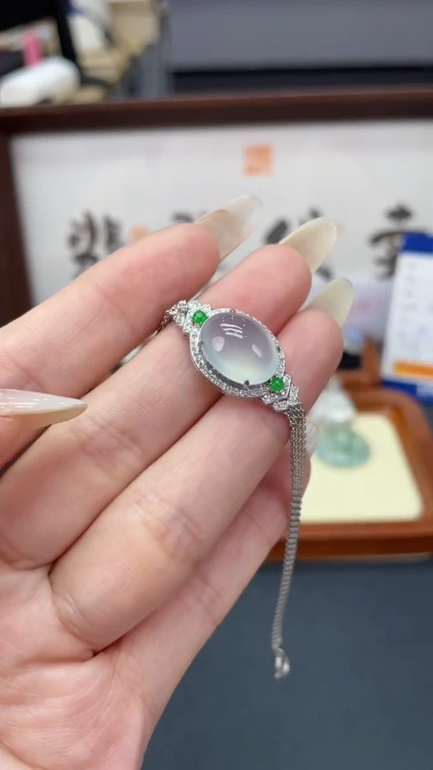 18K金镶嵌手链翡翠A货翡翠0425
