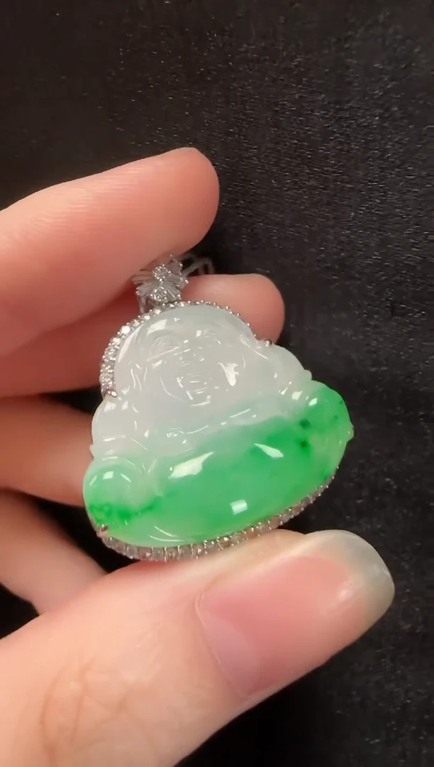 颈饰18K金镶嵌翡翠025玉佛 一个