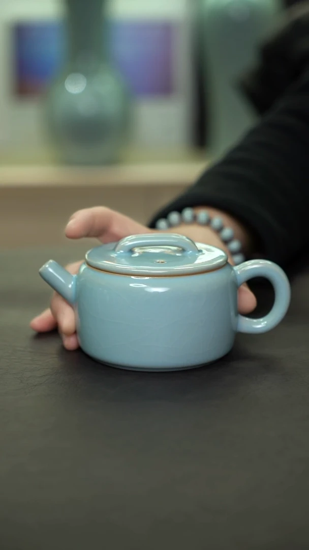 杯子瓷天青汉瓦壶微瑕