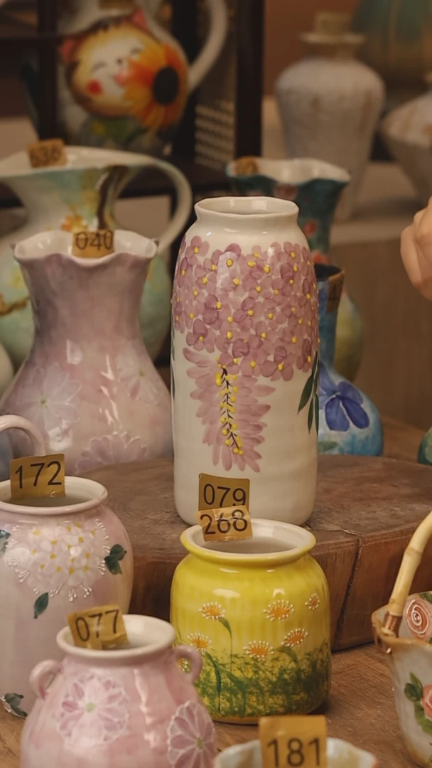 陶瓷景德镇设计师手作花器摆件侘寂风@M079@