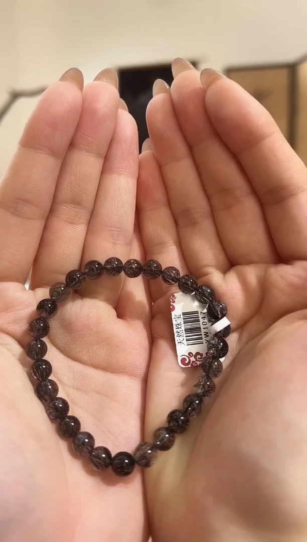 【闪购商品】水晶手串未镶嵌YW1047黑发晶手链6+