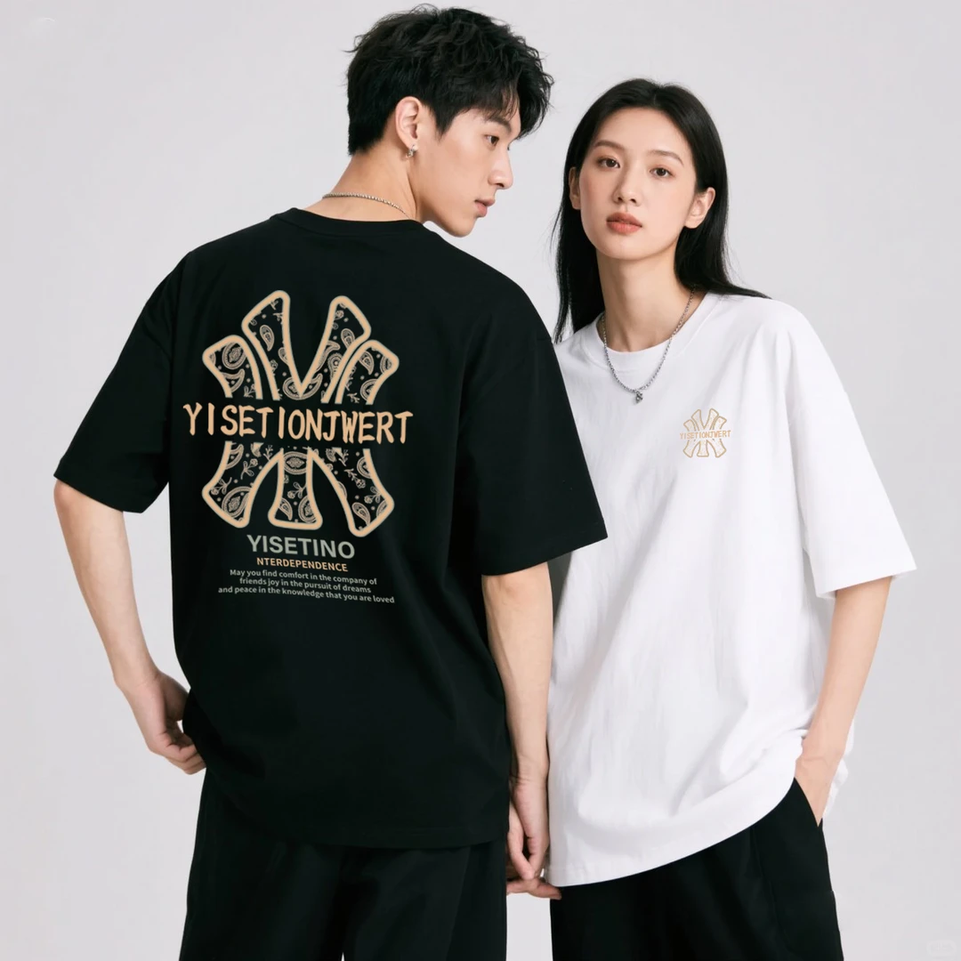 纯棉潮流T恤重磅休闲t恤经典印花吸汗情侣男士女生夏季短袖Y16