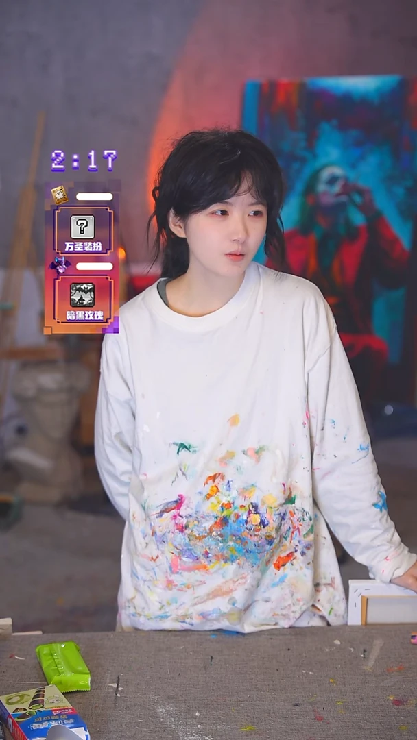 油画中****粉精品喷枪美女丙烯画纯手绘