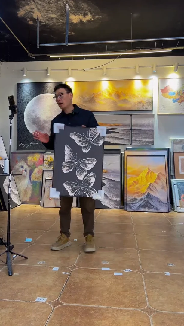 竖款50*70.蝴蝶.黑框