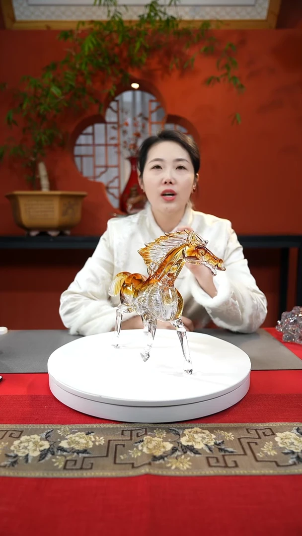 【闪购商品】琉璃手工艺品茶金奔马