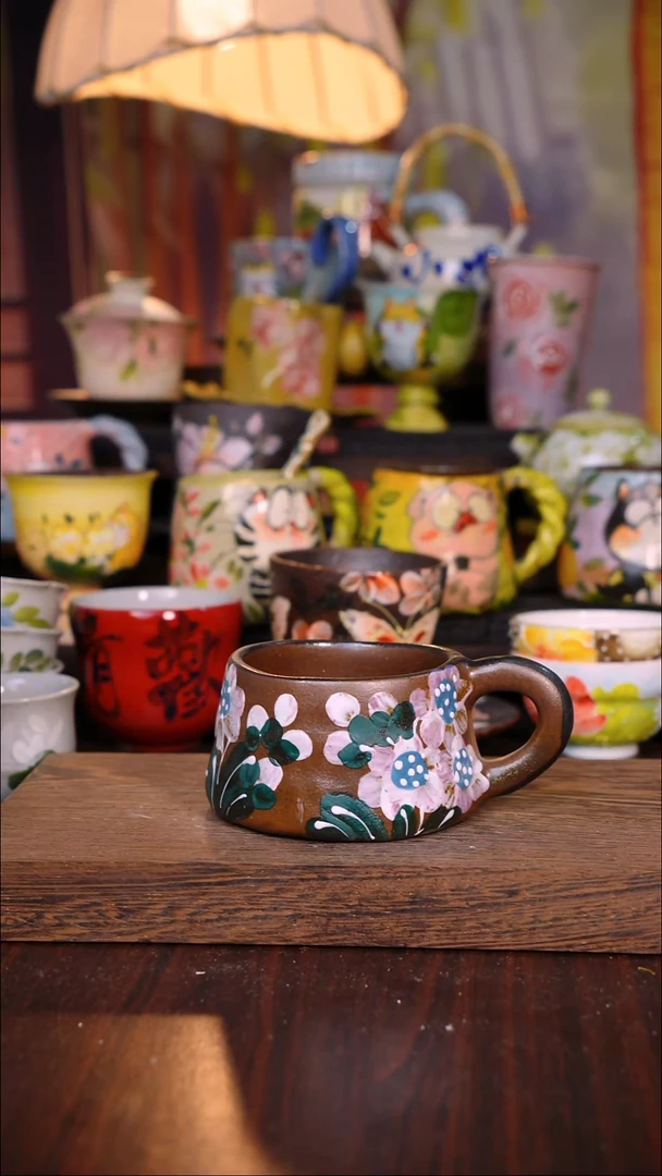 杯子陶泥垚手作 景德镇手工手绘陶瓷器物