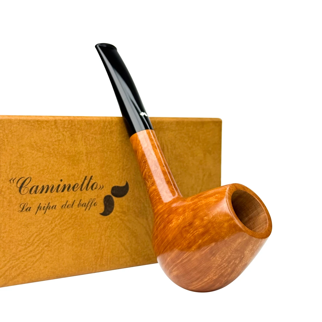 Caminetto意大利白胡子浅色光面自由式手工石楠木烟斗