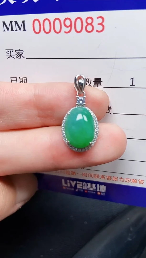 翡翠银S925镶嵌颈饰9083