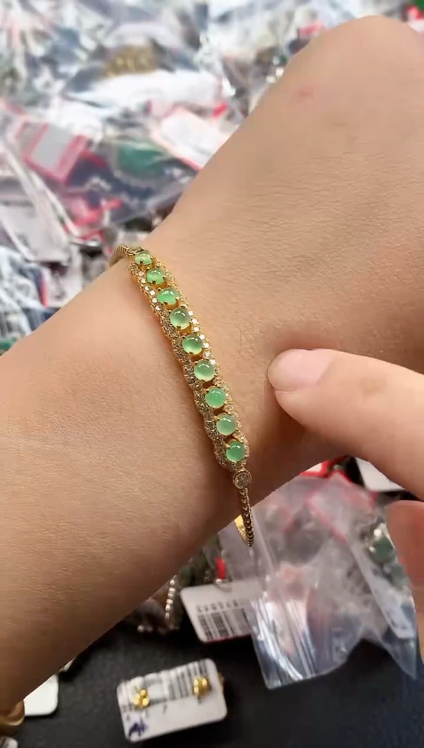 银S925镶嵌戒指翡翠天然A货缅甸翡翠