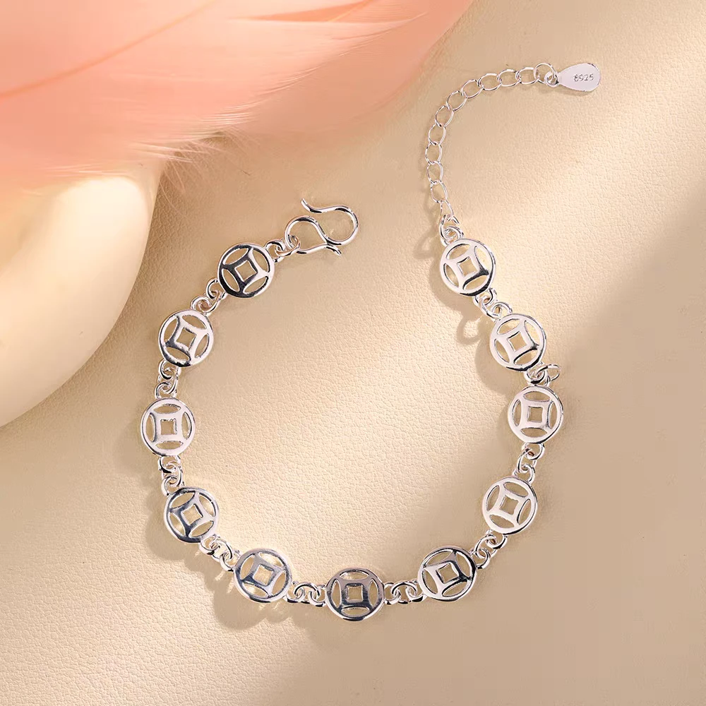 YZ012 钱币手链  银色精品手链 无礼盒