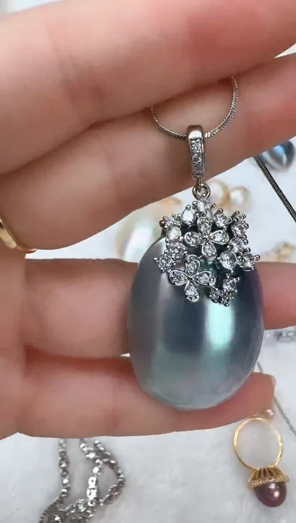 铁合金无繁花蓝色吊坠