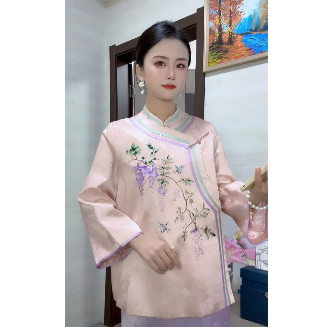 RONGRONG【紫藤花】2025新款新中式国风刺绣高雅气质上衣35132