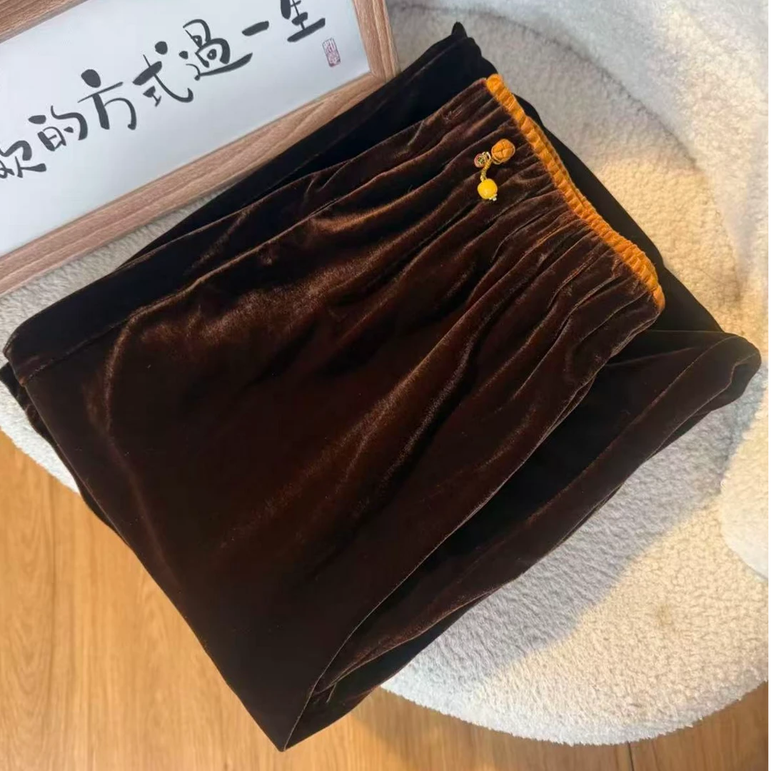 【仙女裤】新中式国风显瘦减龄气质百搭女士高腰直筒窄版长裤0233