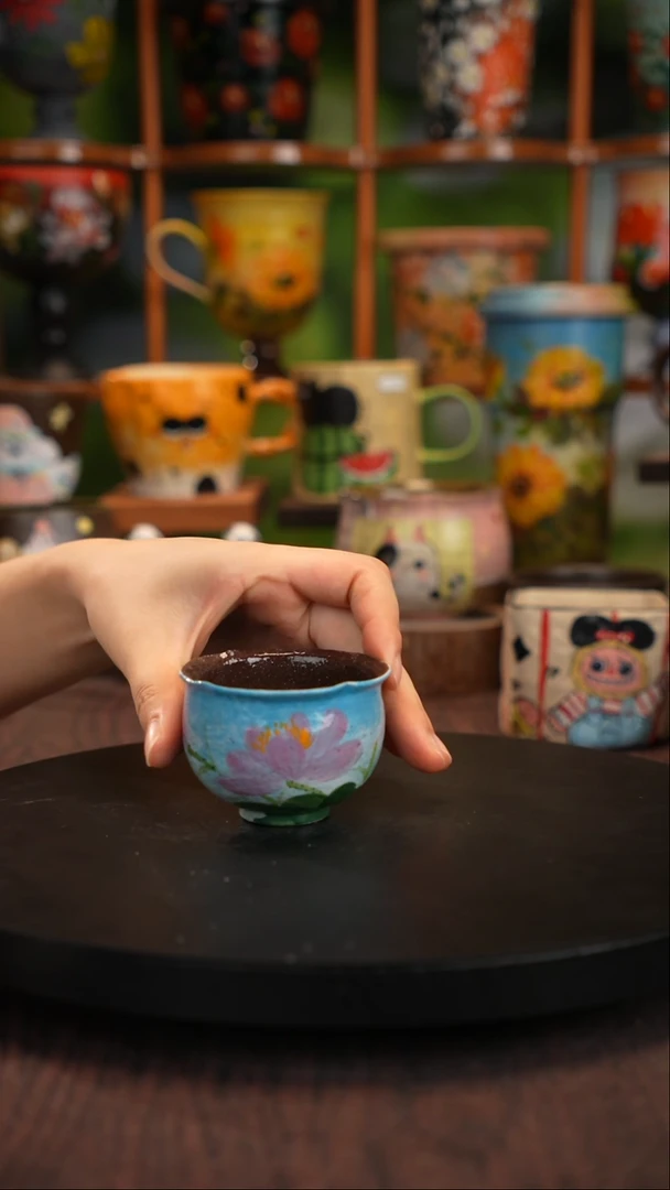 景德镇釉下彩手绘紫砂杯