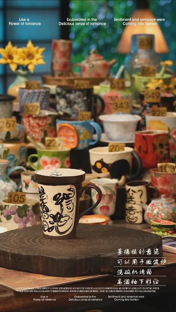 陶瓷随机景德镇高温釉下彩手工手绘款式