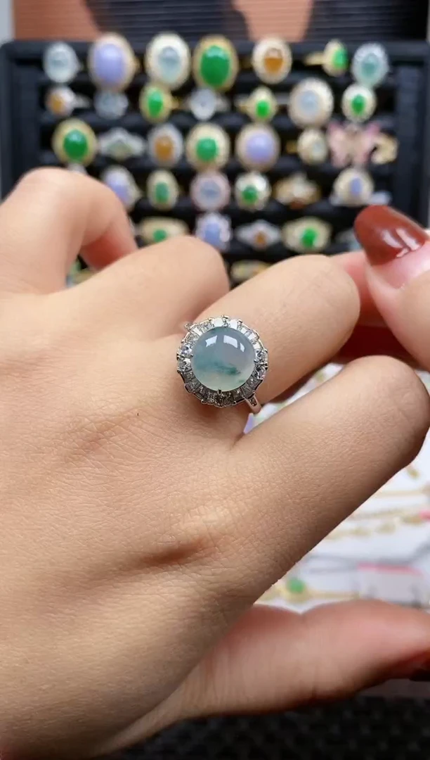 银S925镶嵌戒指翡翠158