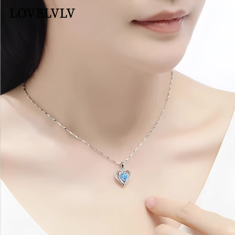 坠链均足银 2024年平安夜礼物999足银海洋之心项链女款轻奢锁骨