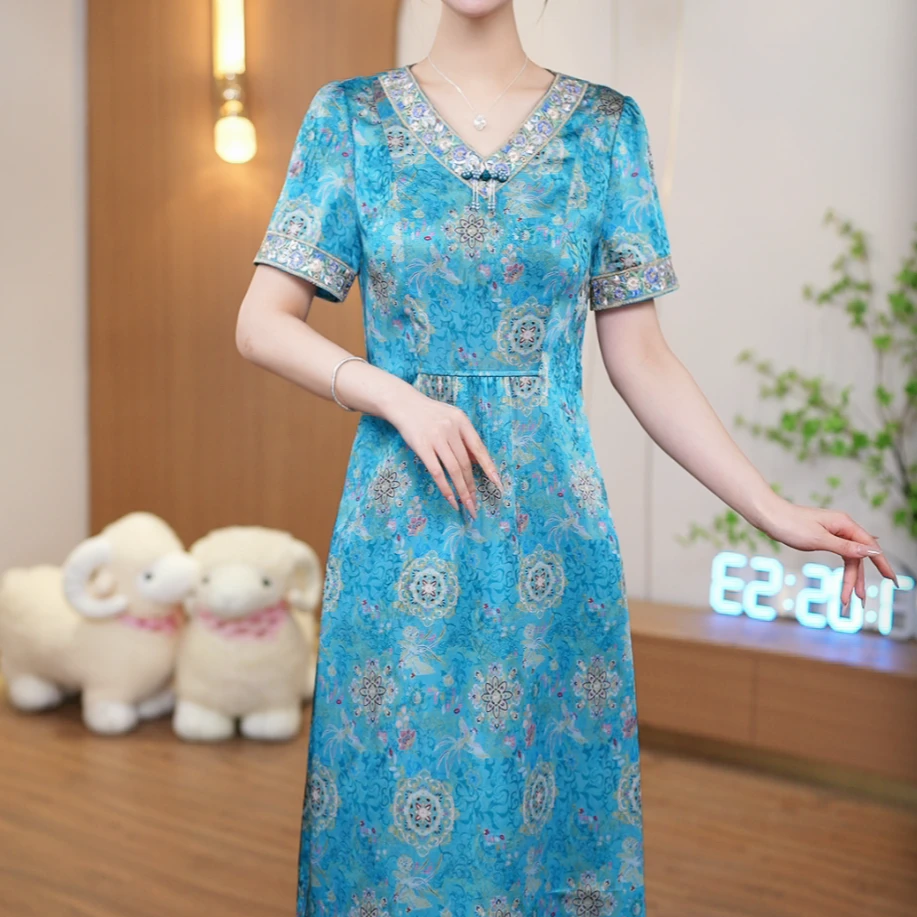 GC【直播专享】裙子女夏季2025新款连衣裙中式显瘦休闲国风