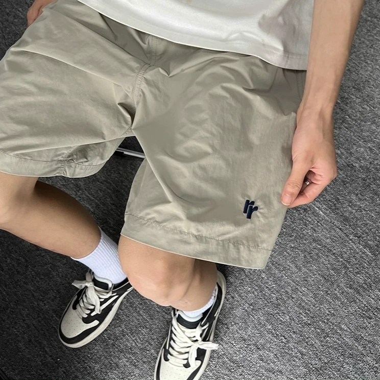 俞兆林男夏季潮牌凉感宽松五分裤美式vibe短裤复古刺绣速干沙滩裤