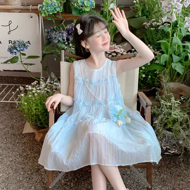 【送花朵包包】女童夏装连衣裙2025夏季新款中大童儿童公主裙子