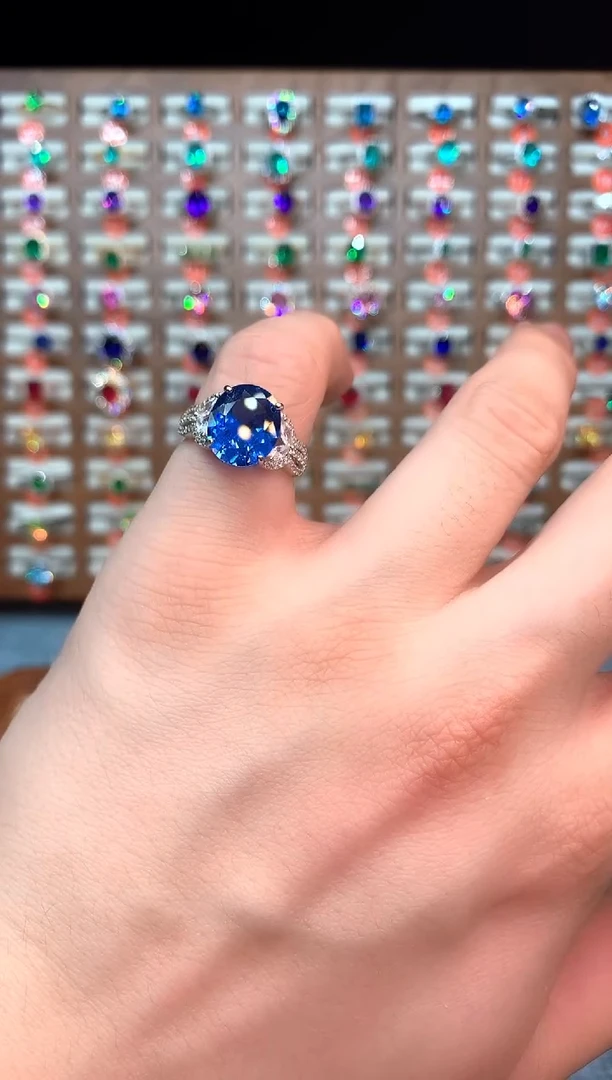 无925银蓝色高订典藏轻奢戒指