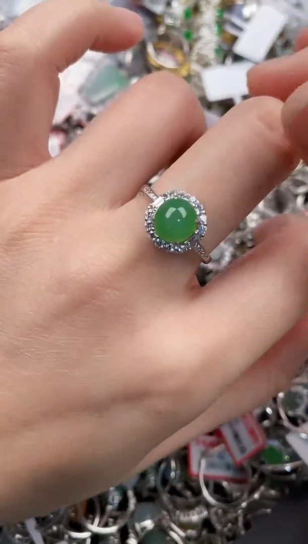 银S925镶嵌戒指翡翠111                 5