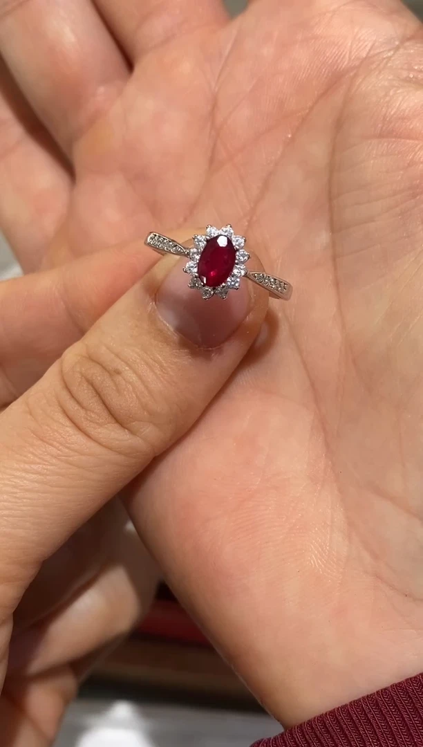 银S925镶嵌戒指红宝石戒指