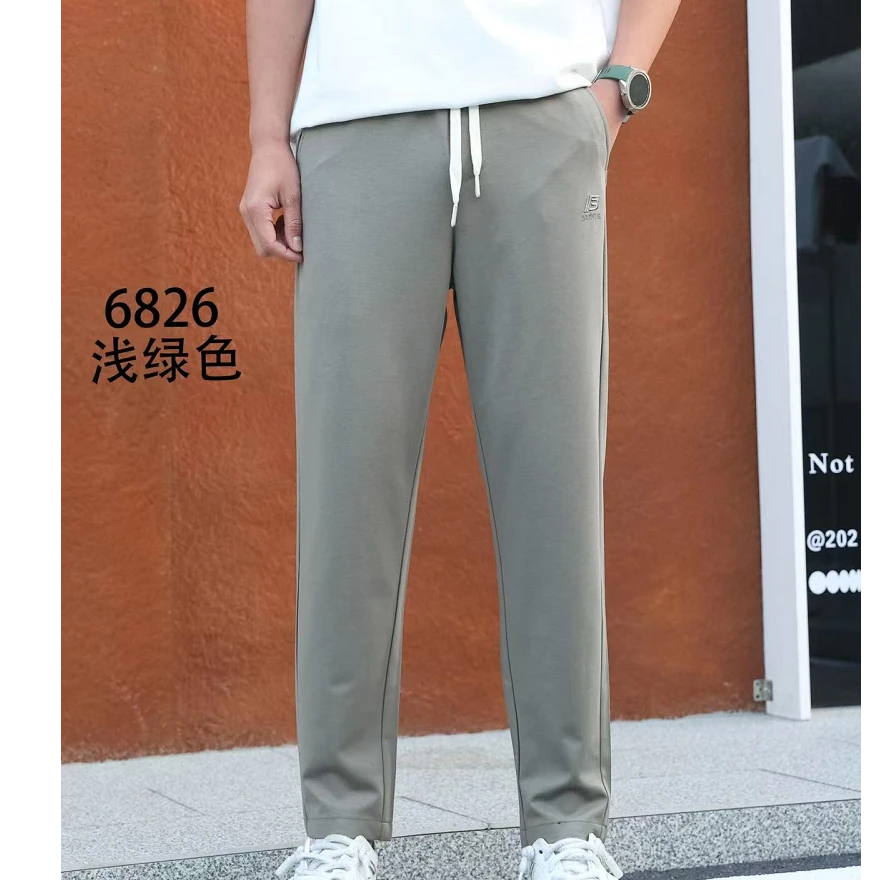 6826款夏季男士浅绿色透气时尚舒适百搭直筒宽松纯色休闲裤运动