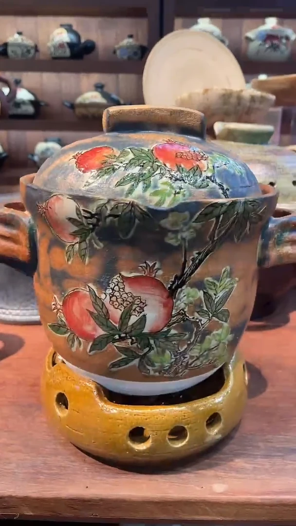 粗陶茗****号手拉石榴2.2-3L蒸煮两用