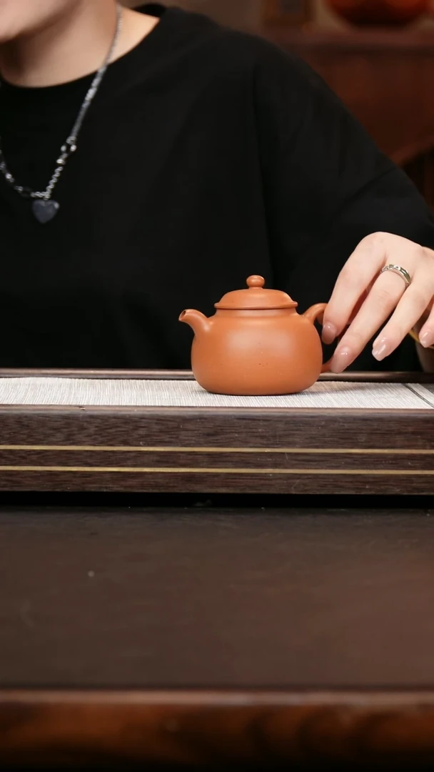 茶壶紫砂红泥 全手工   掇球壶