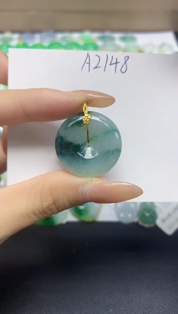 颈饰18K金镶嵌翡翠天然缅甸翡翠A货翡翠百元以上9元证书费自理