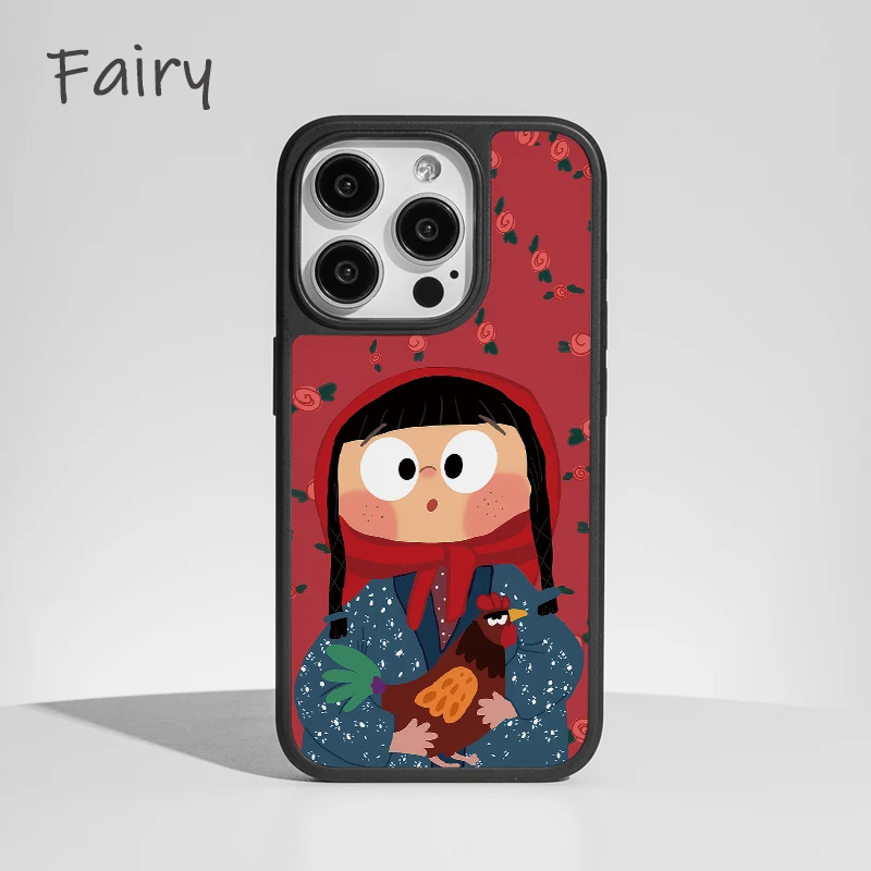 小鸡女孩适用苹果16promax手机壳iphone15新款14全包13磁吸可爱