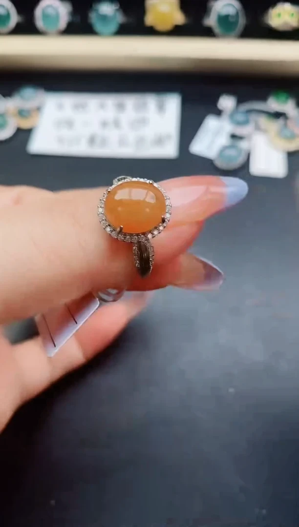 翡翠戒指银S925镶嵌21321