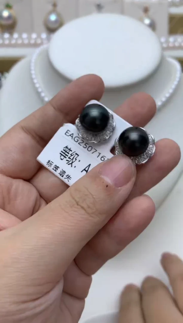 银S925镶嵌耳饰海水珍珠q70