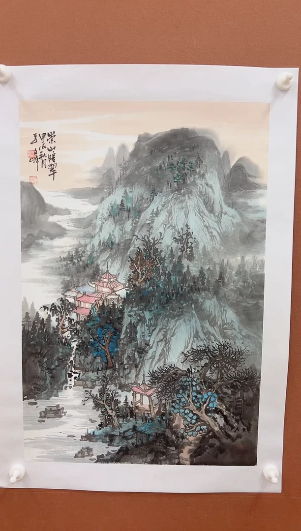 国画李文峰四尺三开淡雅山水