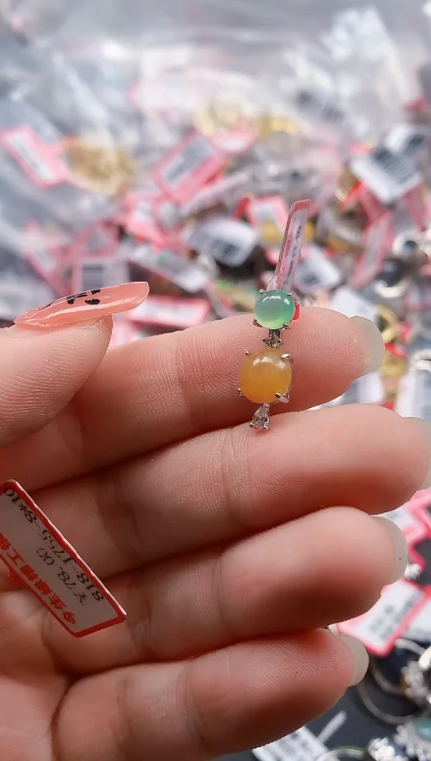 银S925镶嵌戒指翡翠天然A货缅甸翡翠