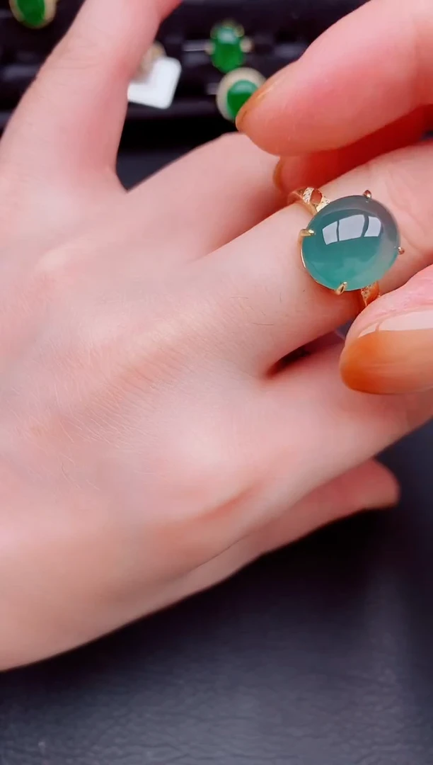 【闪购商品】翡翠戒指银S925镶嵌天然a货翡翠305