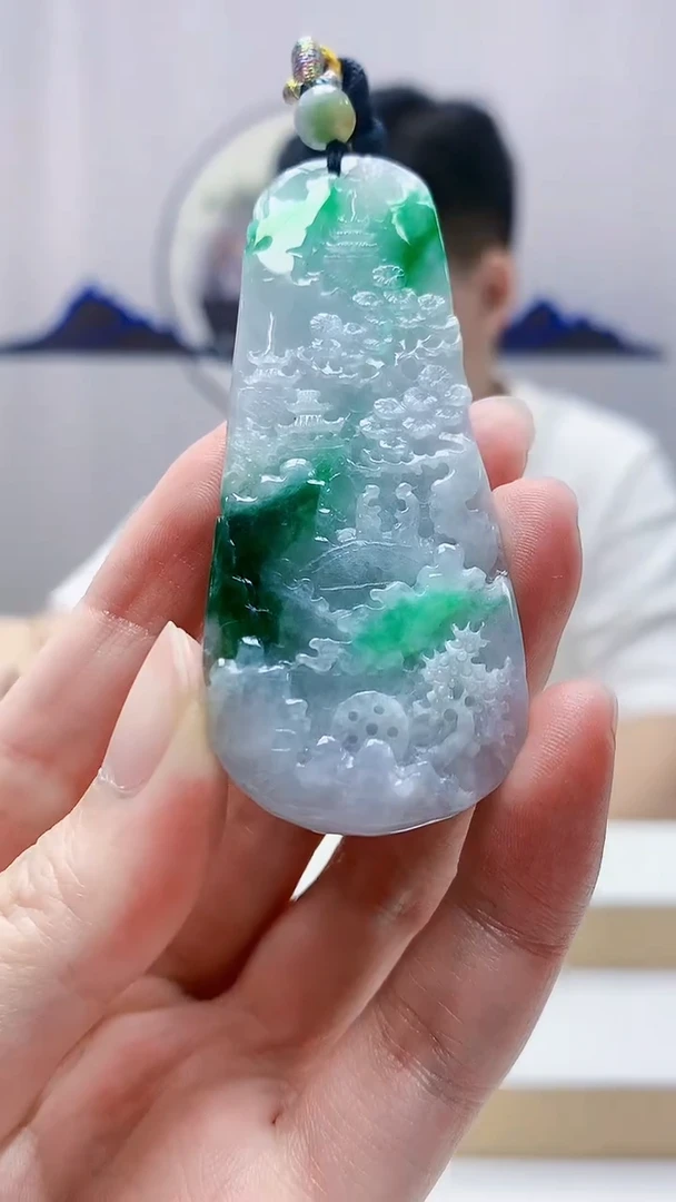 未镶嵌定制翡翠4917zm-毛货挂件30山水