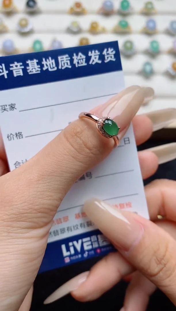 翡翠戒指银S925镶嵌.