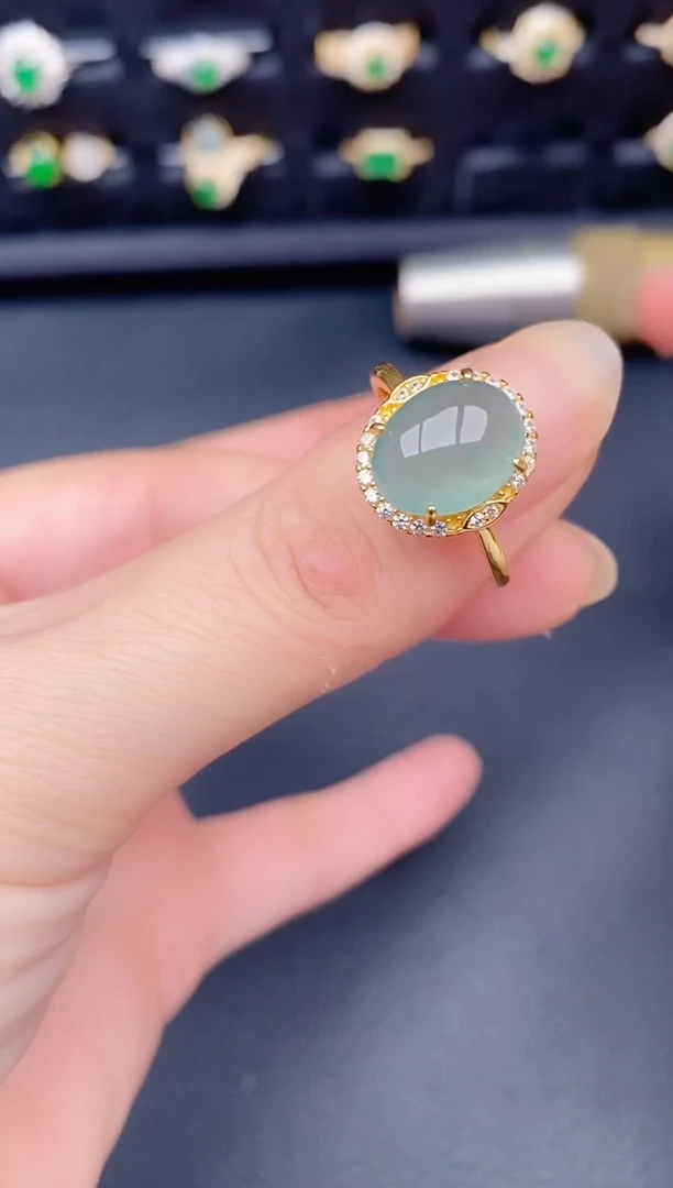 银S925镶嵌戒指翡翠天然a货翡翠61